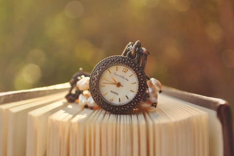 Vintage Clock And Book wallpaper 480x320