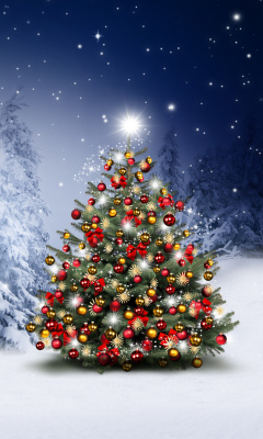 Das Winter Christmas tree Wallpaper 240x400