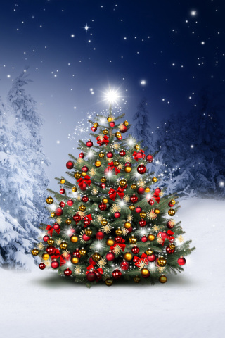 Sfondi Winter Christmas tree 320x480