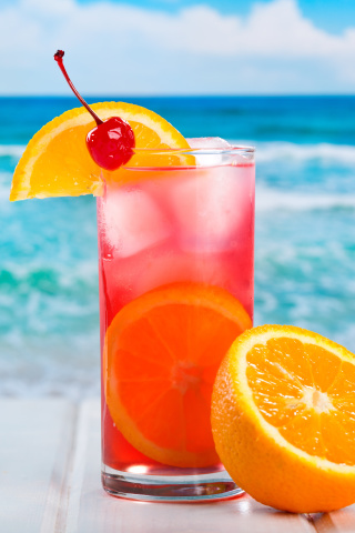 Refreshing tropical drink wallpaper 320x480