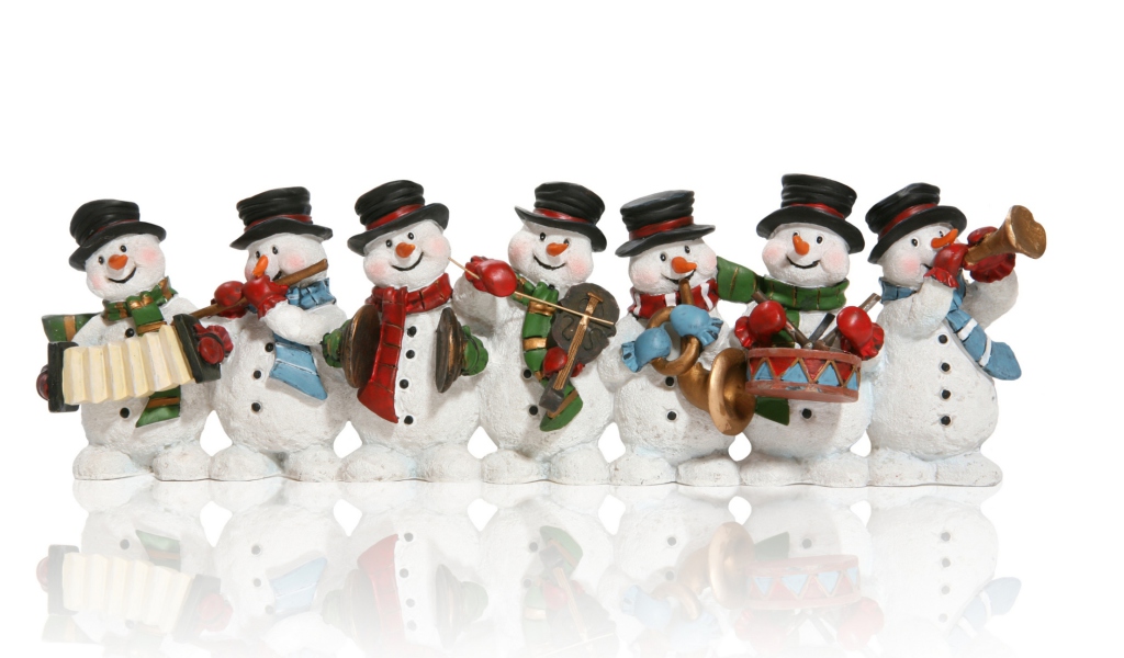Das Christmas Snowmans Wallpaper 1024x600