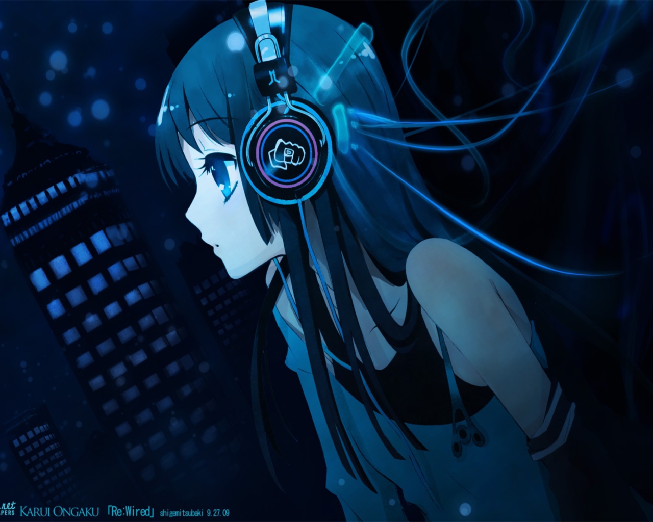 Обои Anime Girl With Headphones 1280x1024