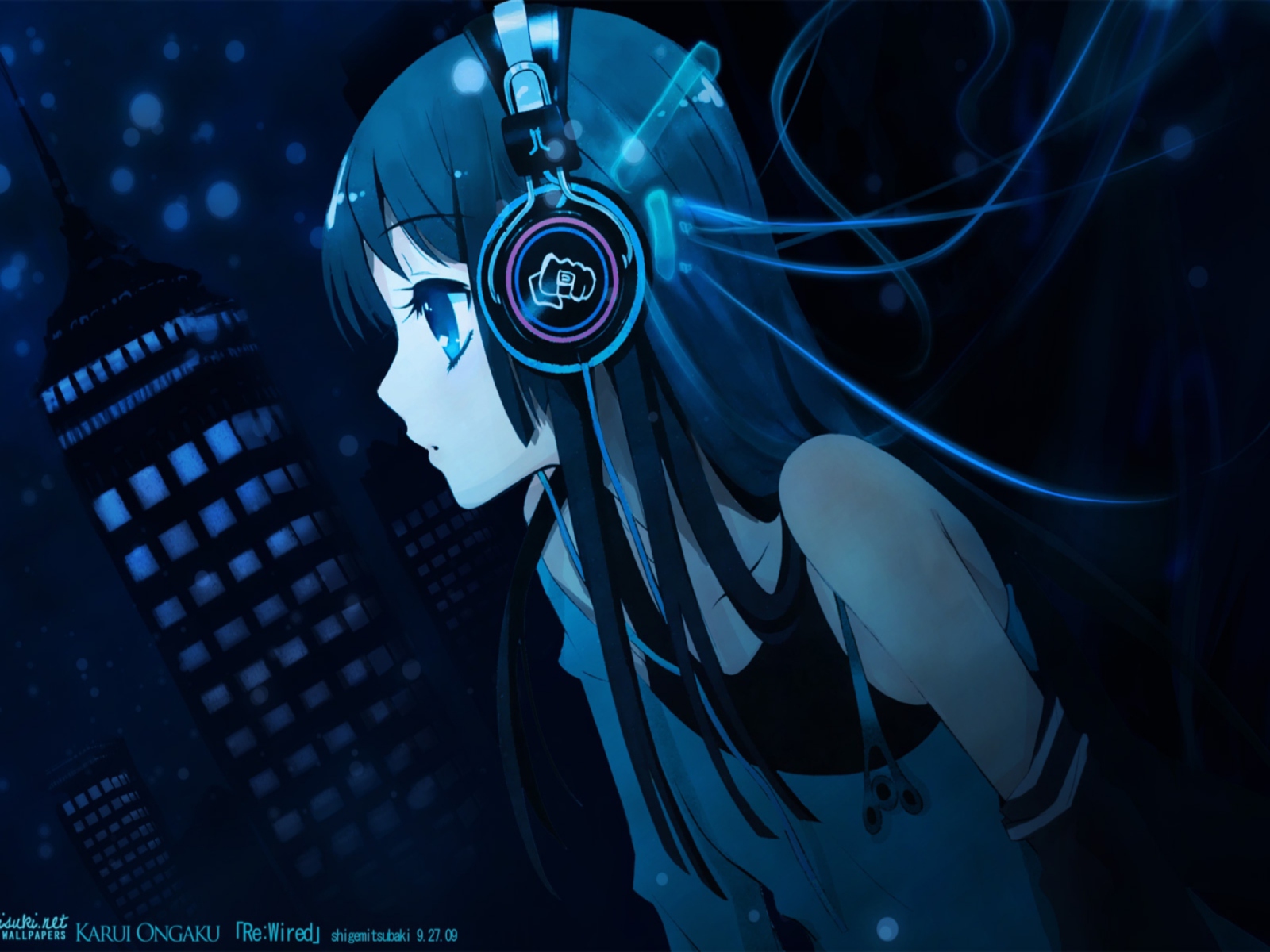 Das Anime Girl With Headphones Wallpaper 1600x1200