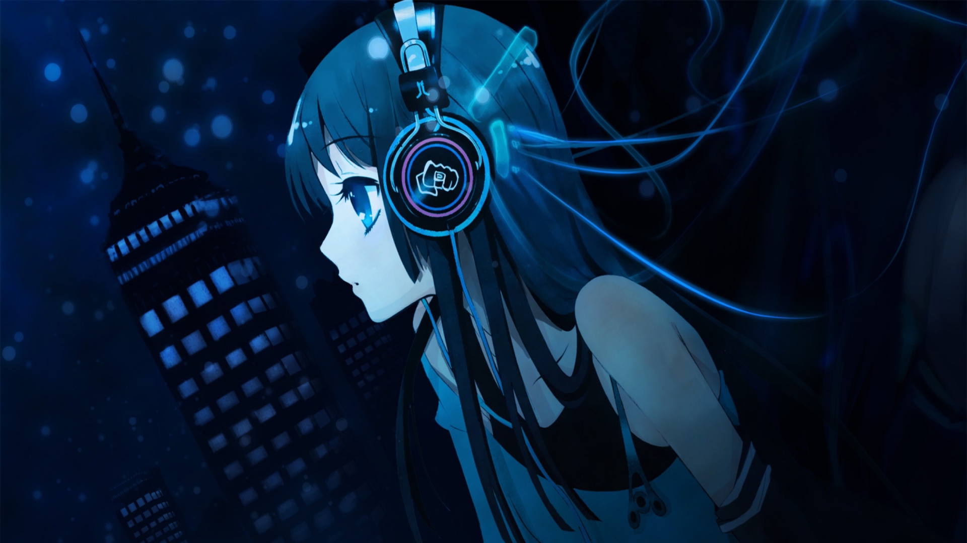Das Anime Girl With Headphones Wallpaper 1920x1080