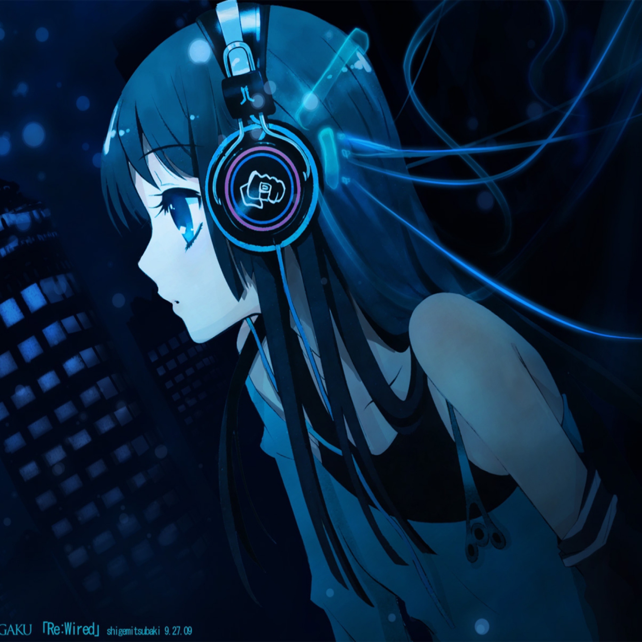 Sfondi Anime Girl With Headphones 2048x2048