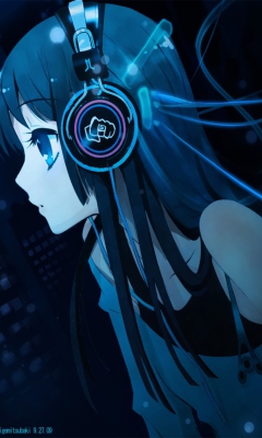 Обои Anime Girl With Headphones 240x400