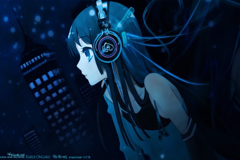 Das Anime Girl With Headphones Wallpaper 480x320