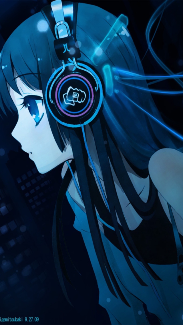 Das Anime Girl With Headphones Wallpaper 640x1136