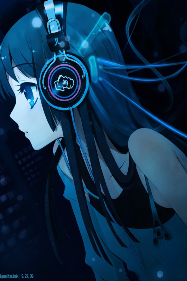 Das Anime Girl With Headphones Wallpaper 640x960