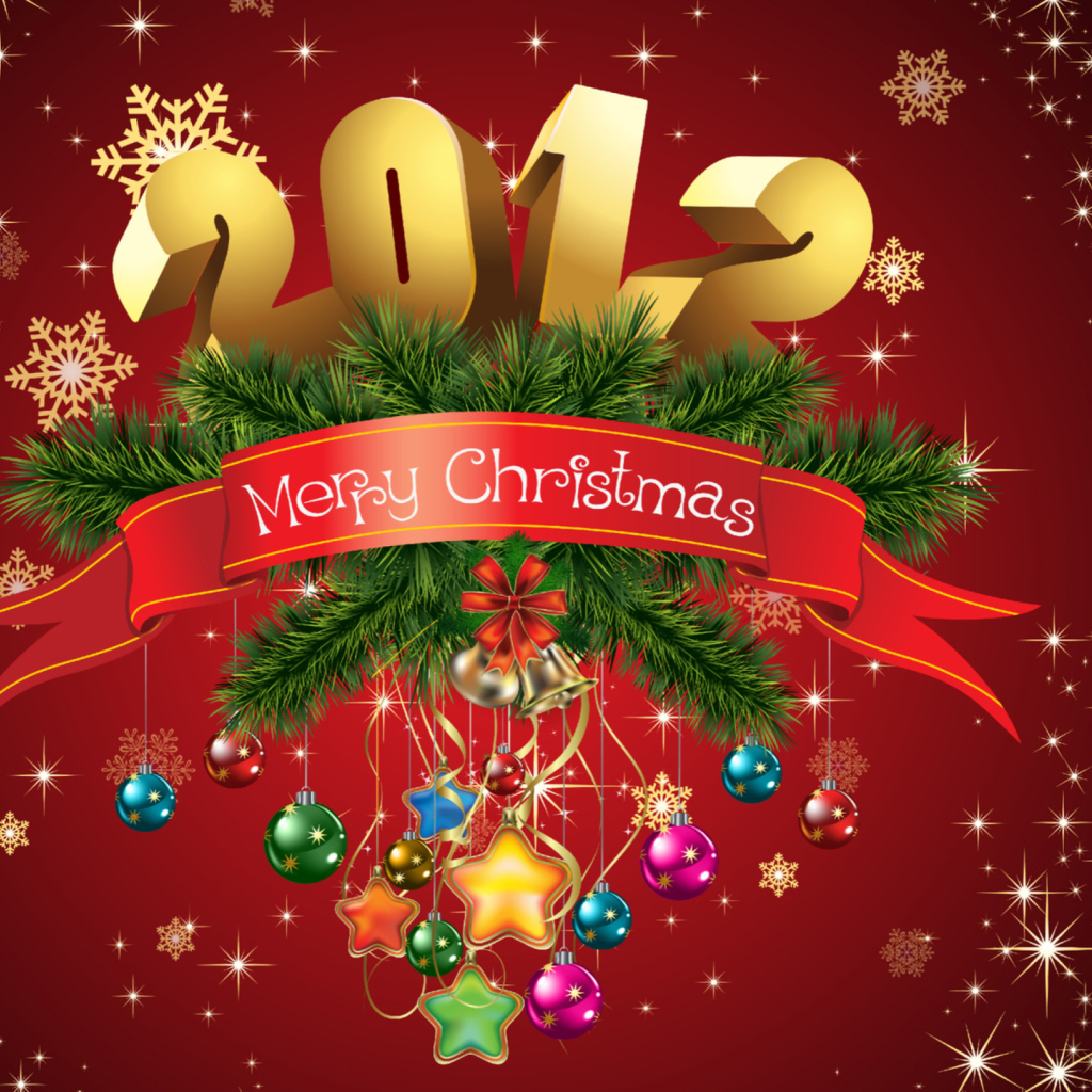 Das New Year And Merry Christmas Wallpaper 1024x1024