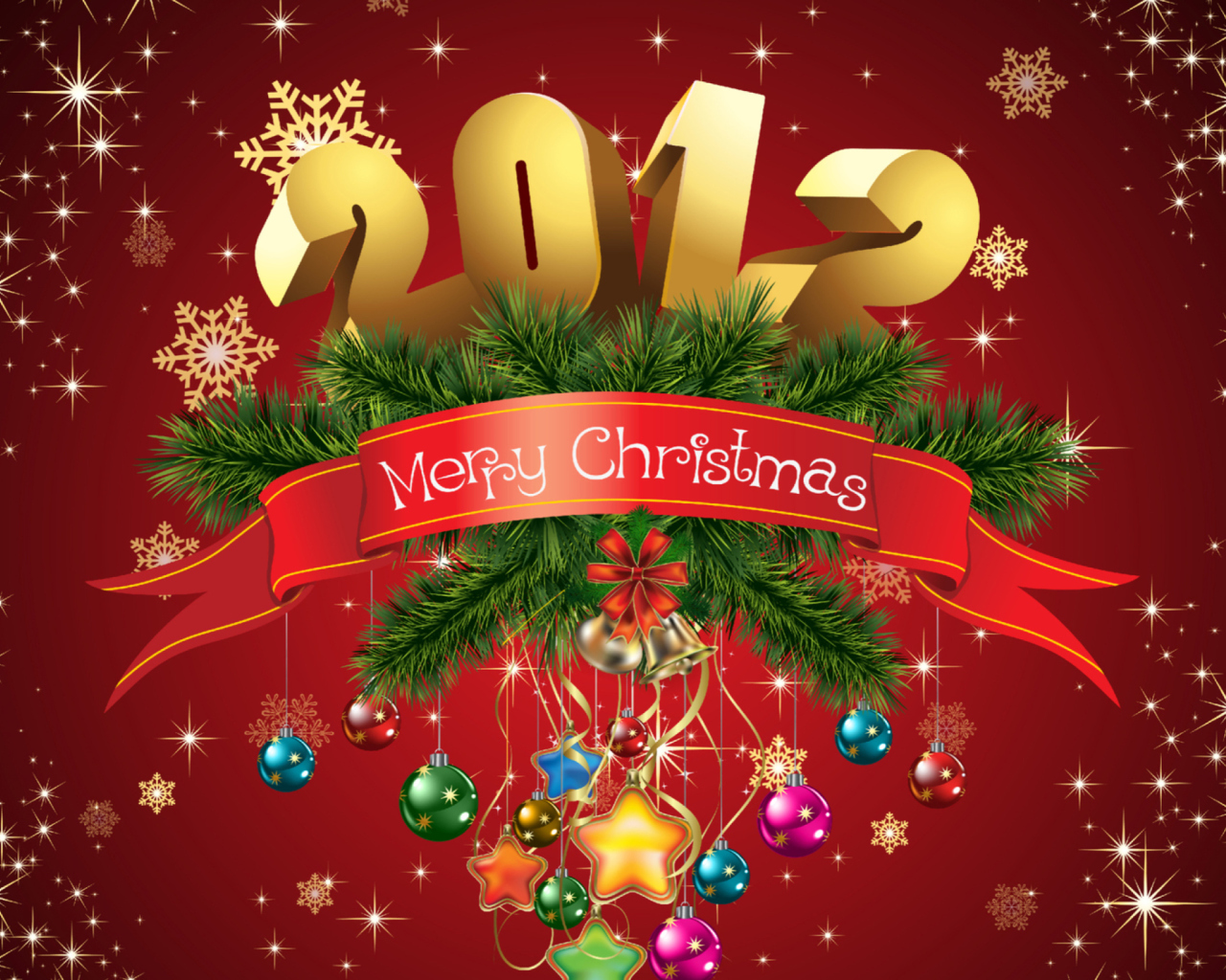 Das New Year And Merry Christmas Wallpaper 1280x1024