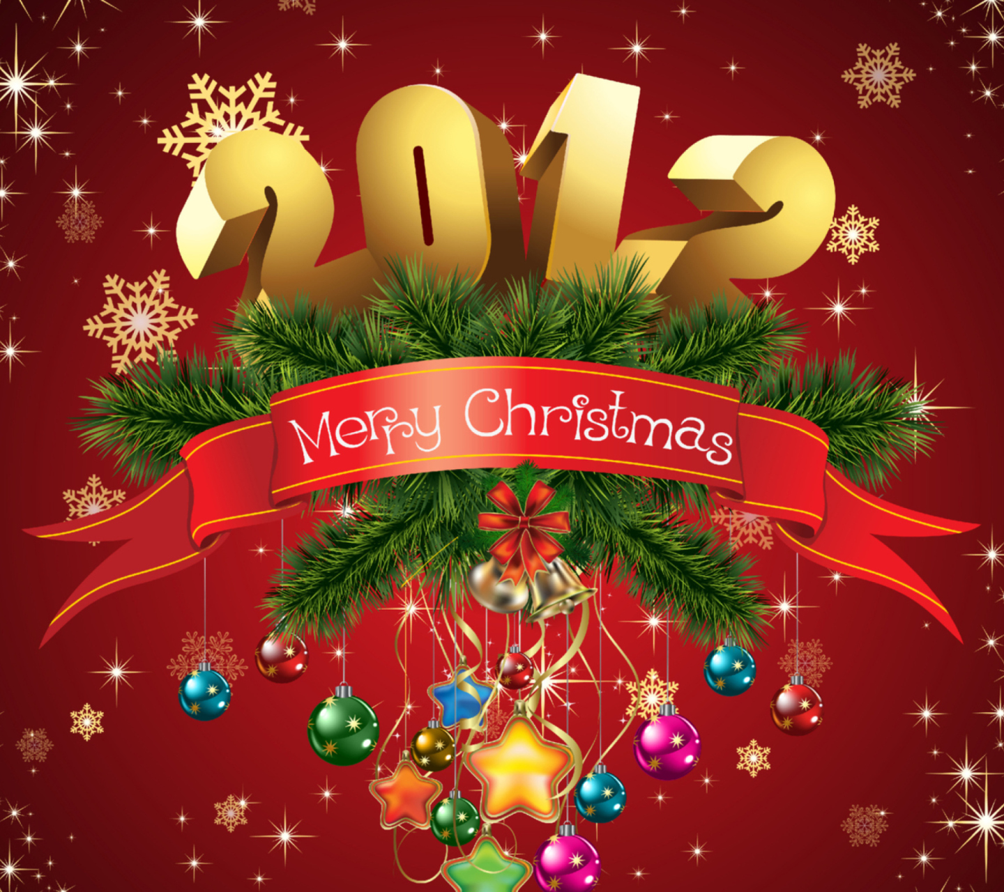 Das New Year And Merry Christmas Wallpaper 1440x1280