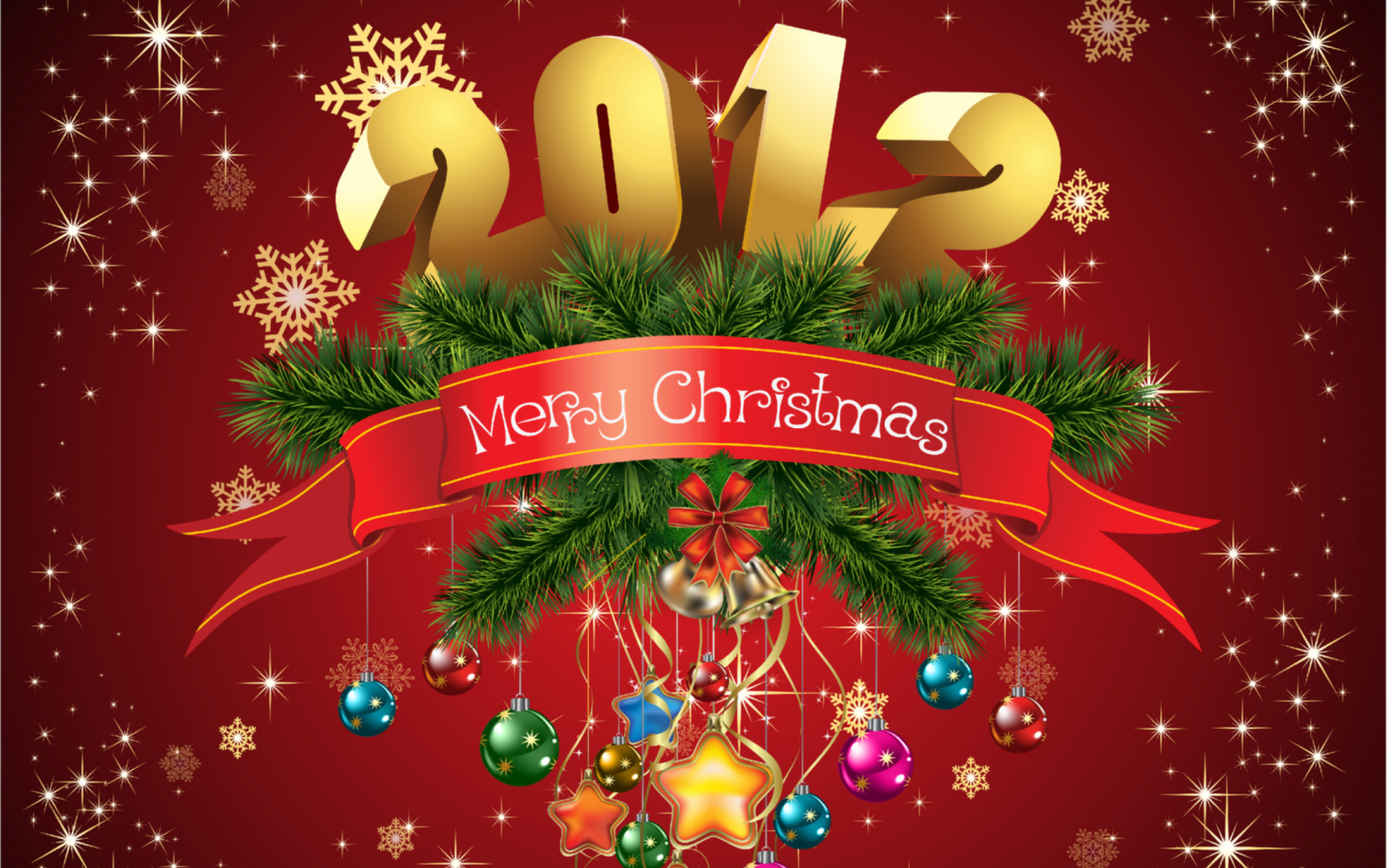 Das New Year And Merry Christmas Wallpaper 1680x1050