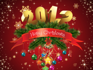 Das New Year And Merry Christmas Wallpaper 320x240