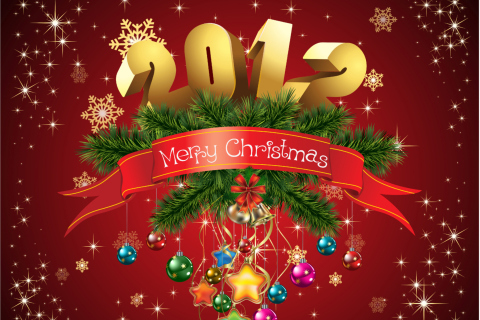 New Year And Merry Christmas wallpaper 480x320