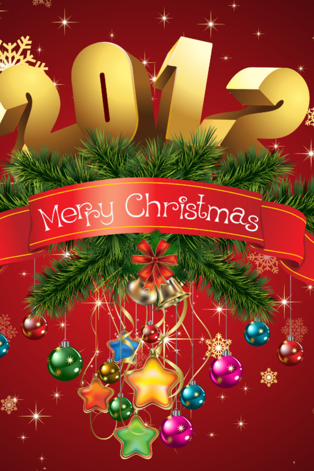 New Year And Merry Christmas wallpaper 640x960