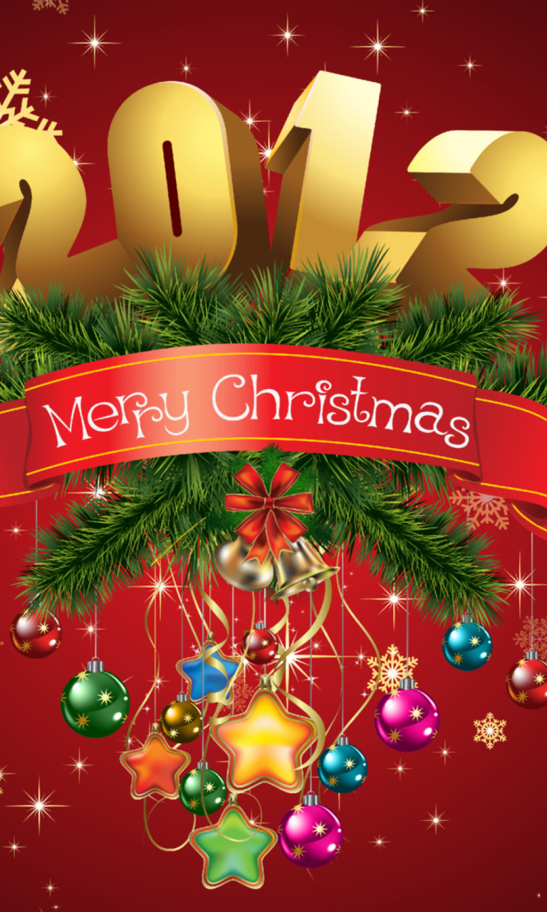 New Year And Merry Christmas wallpaper 768x1280