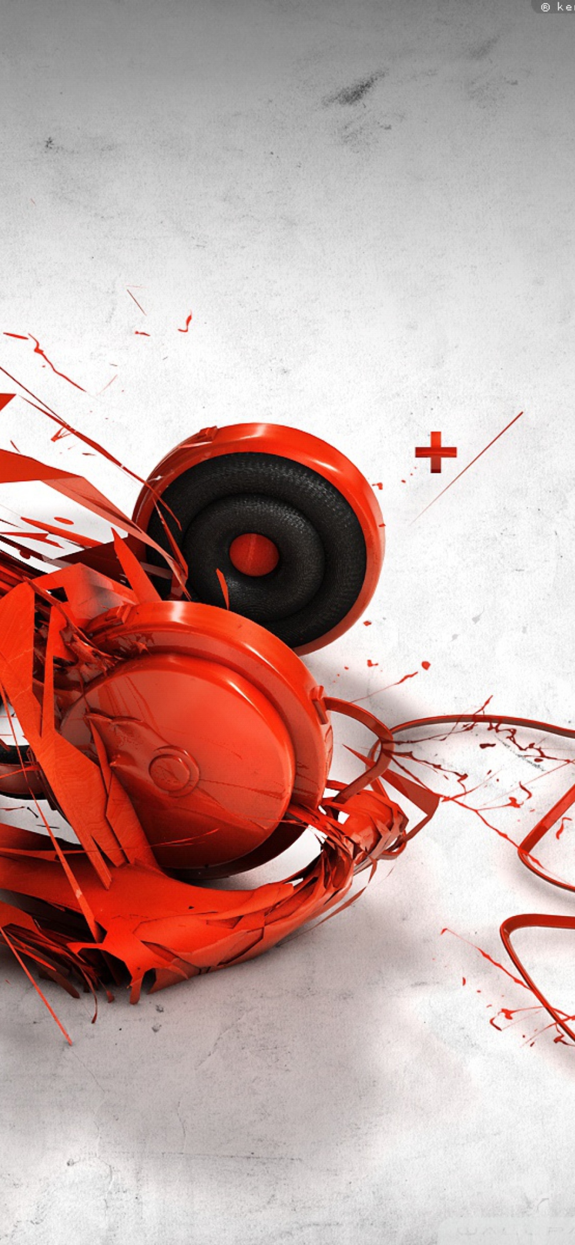 Red Headphones Art wallpaper 1170x2532