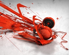 Das Red Headphones Art Wallpaper 220x176