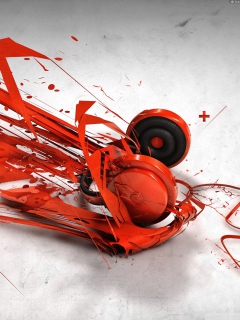 Fondo de pantalla Red Headphones Art 240x320