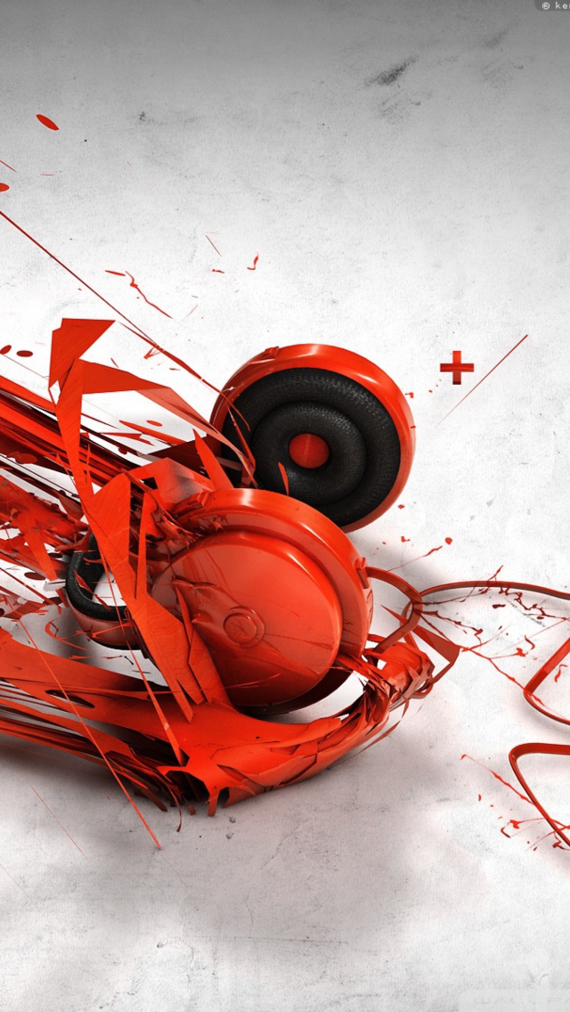 Red Headphones Art wallpaper 640x1136