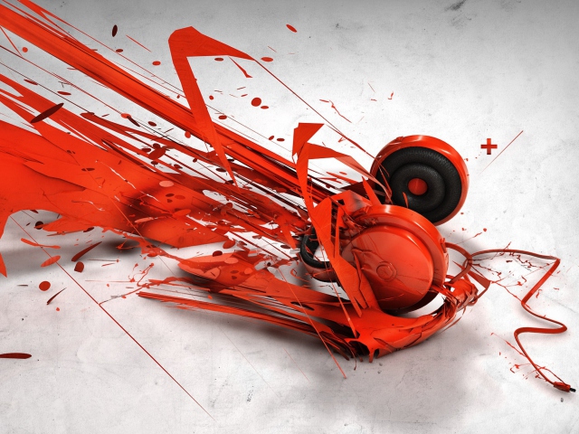 Red Headphones Art wallpaper 640x480
