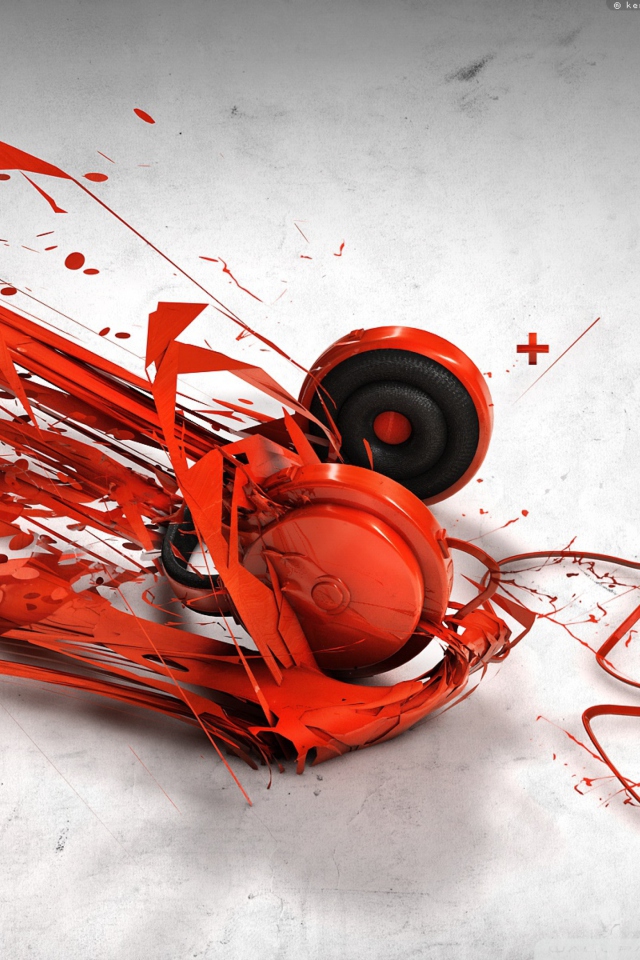 Das Red Headphones Art Wallpaper 640x960
