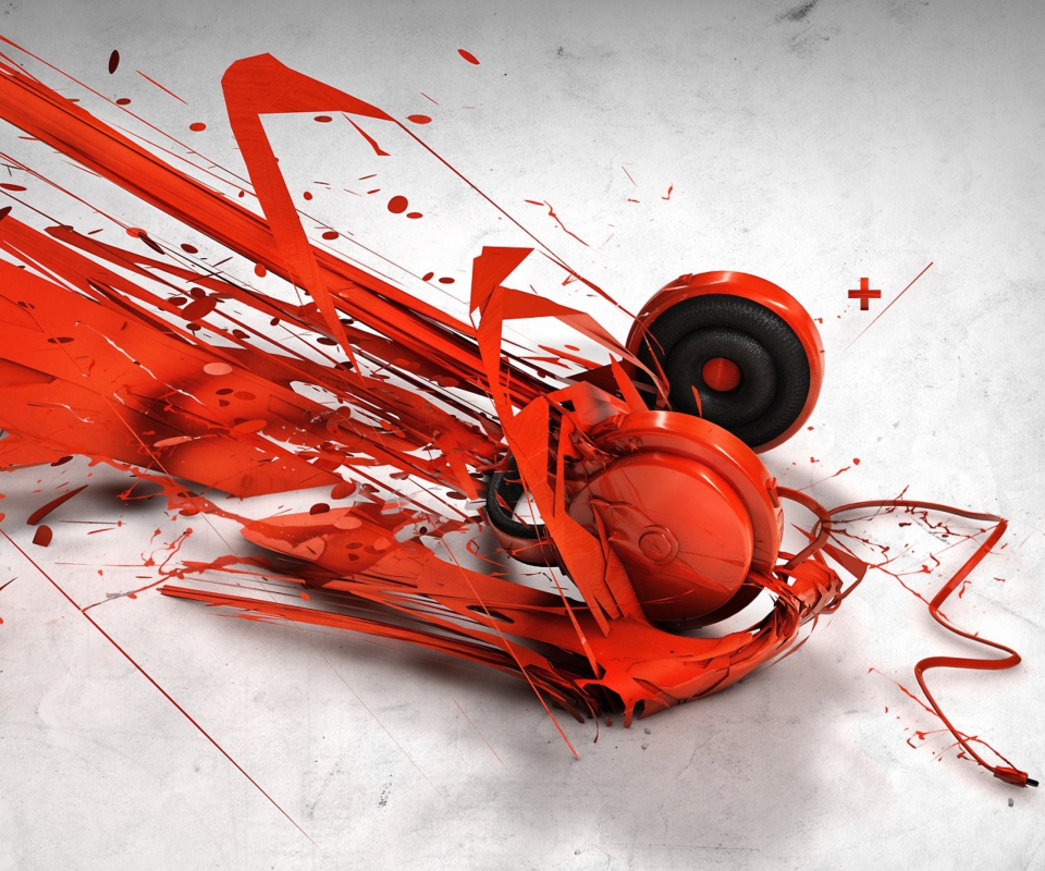 Das Red Headphones Art Wallpaper 960x800