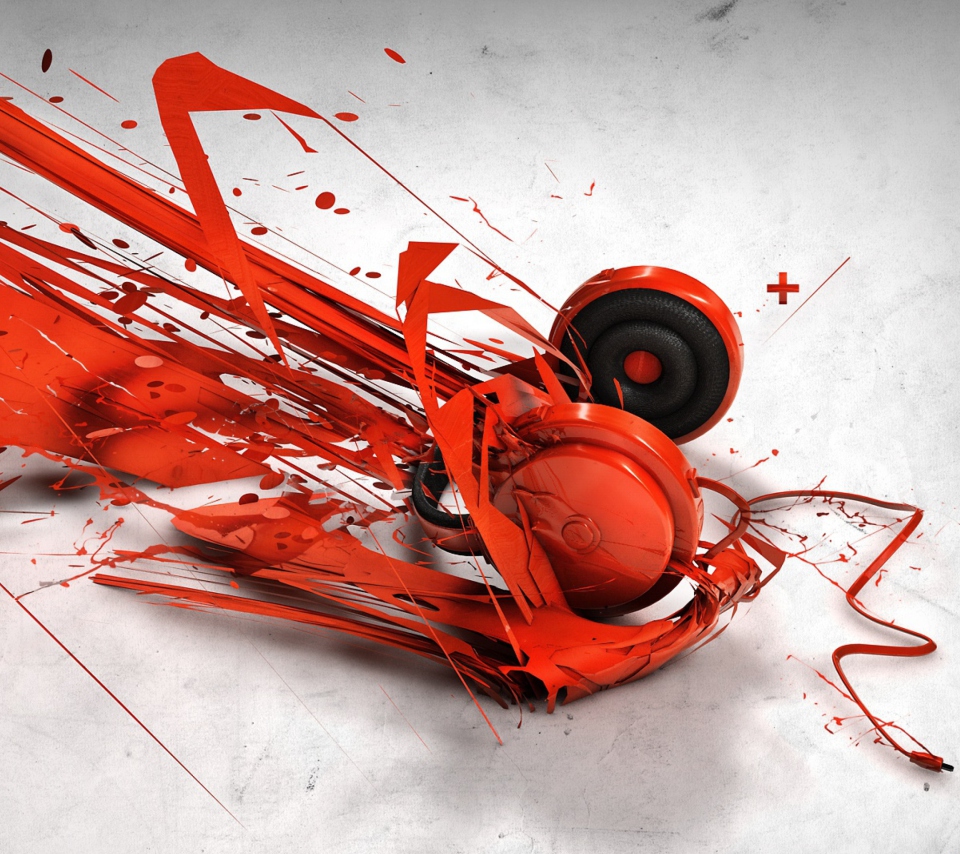 Обои Red Headphones Art 960x854