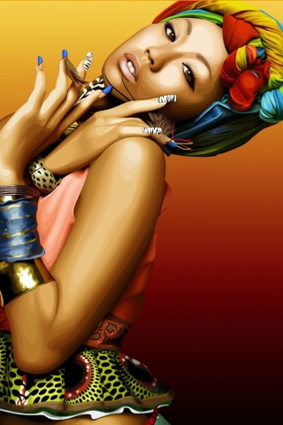 African Style Girl Painting wallpaper 320x480