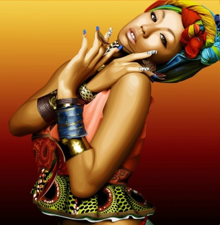African Style Girl Painting sfondi gratuiti per 1024x1024