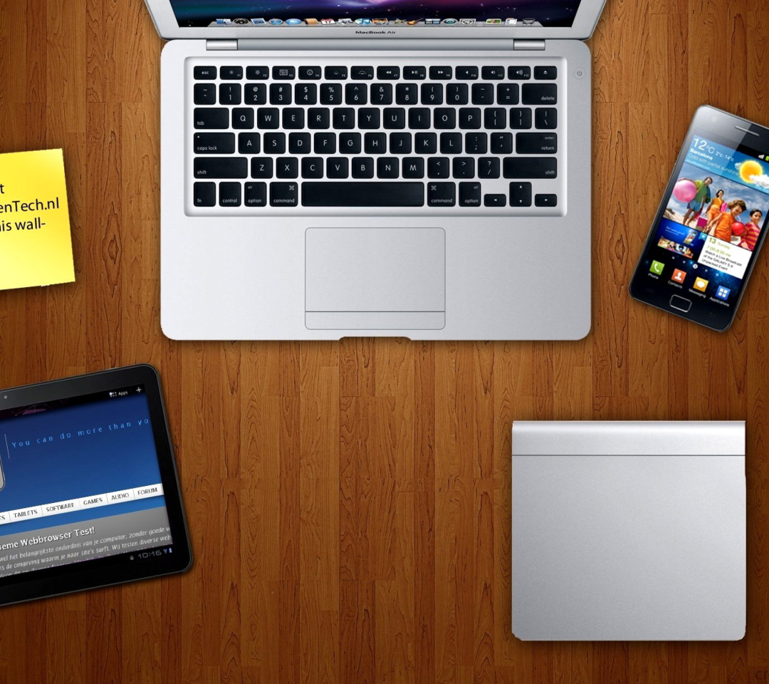 Обои Apple Gadgets, MacBook Air, iPad, Samsung Galaxy 1080x960