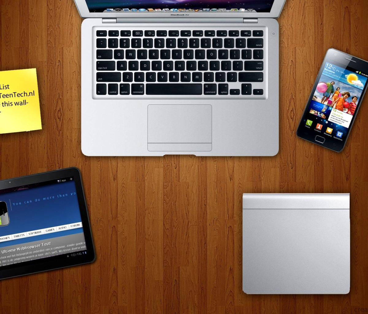 Apple Gadgets, MacBook Air, iPad, Samsung Galaxy wallpaper 1200x1024