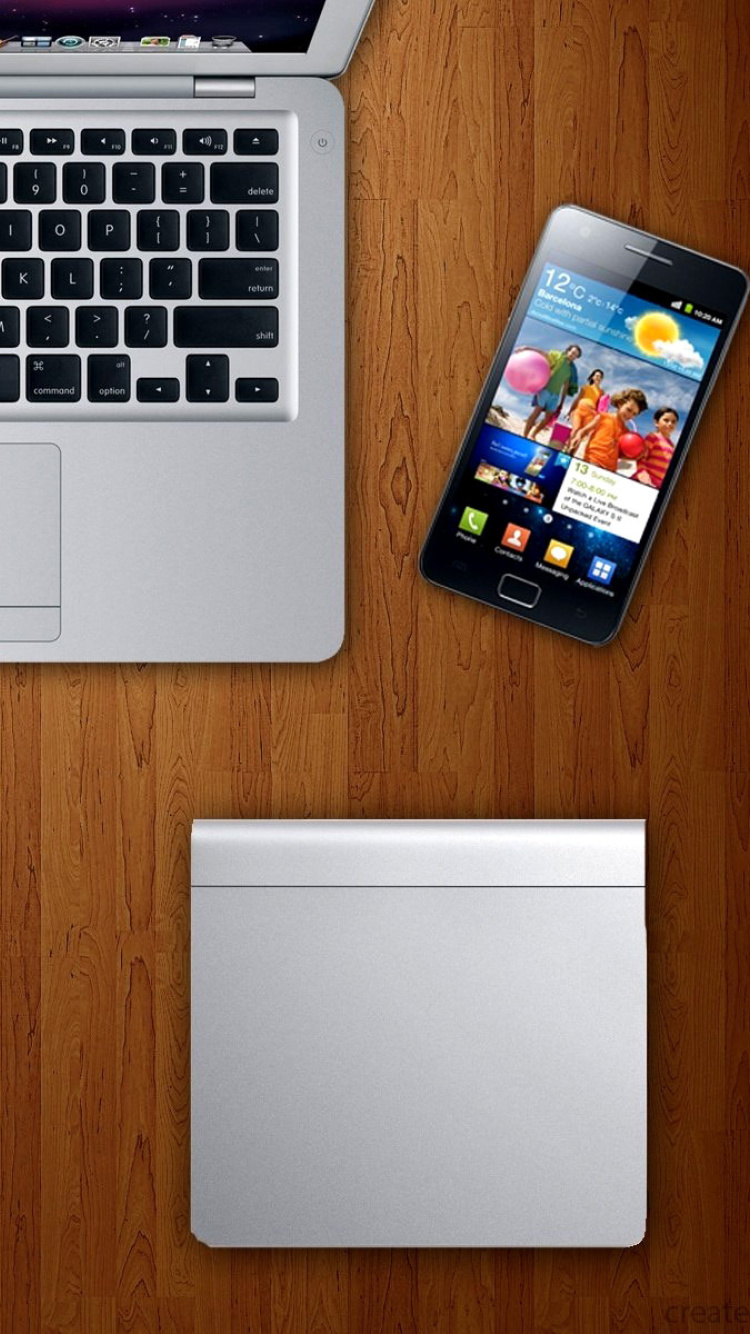 Apple Gadgets, MacBook Air, iPad, Samsung Galaxy wallpaper 750x1334