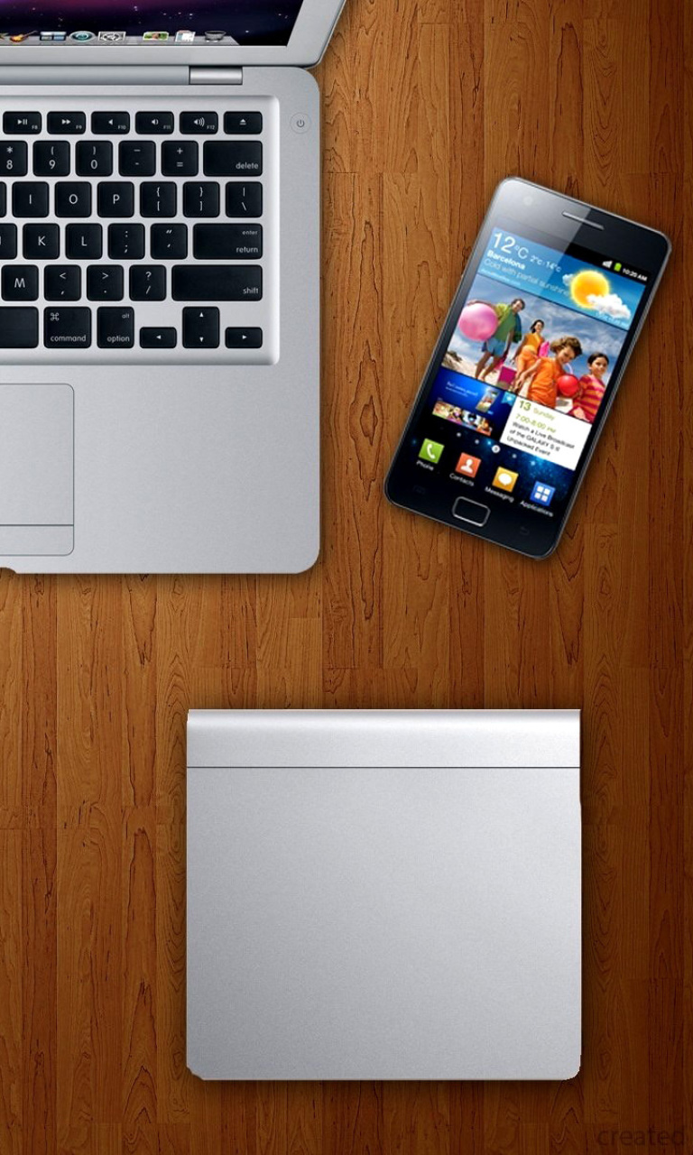 Das Apple Gadgets, MacBook Air, iPad, Samsung Galaxy Wallpaper 768x1280
