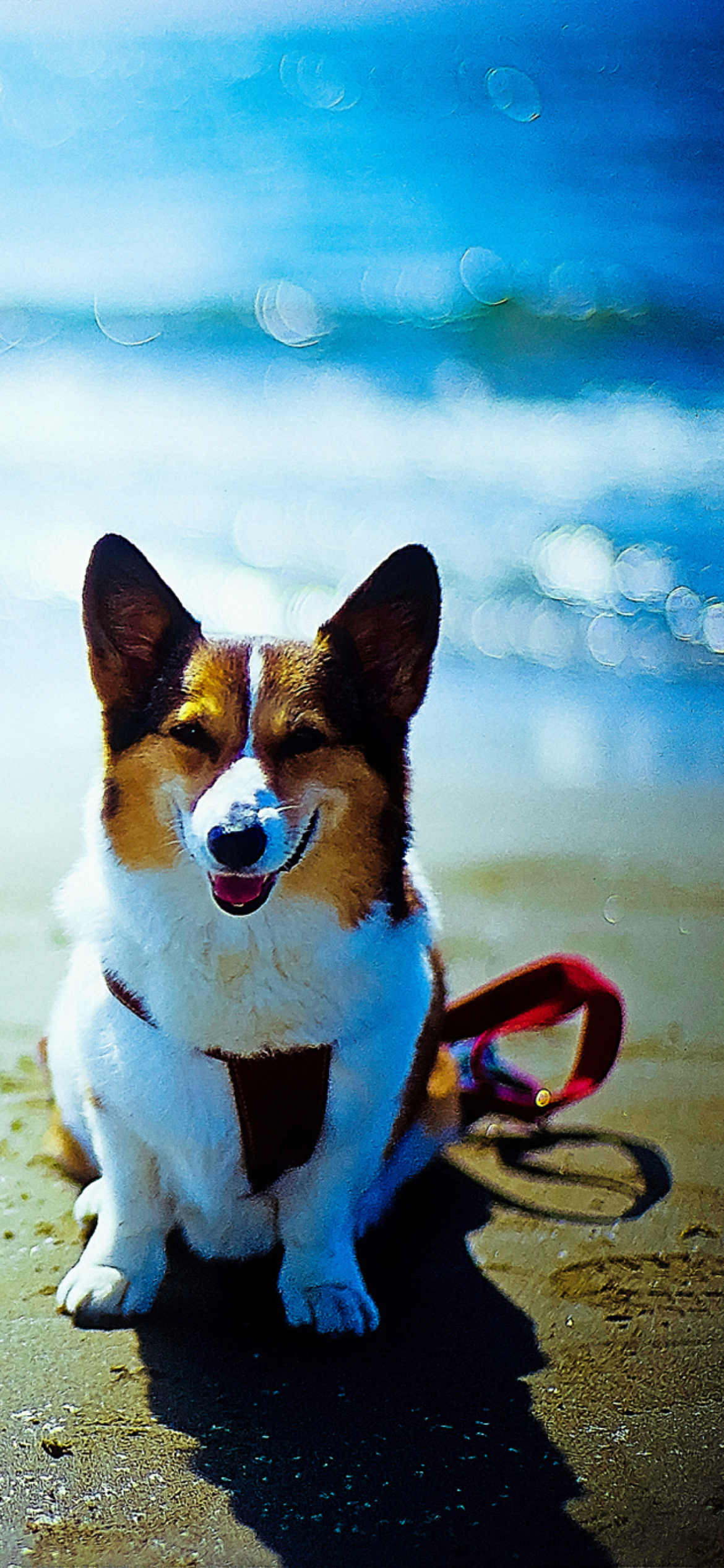 Обои Happy Dog At Beach 1170x2532
