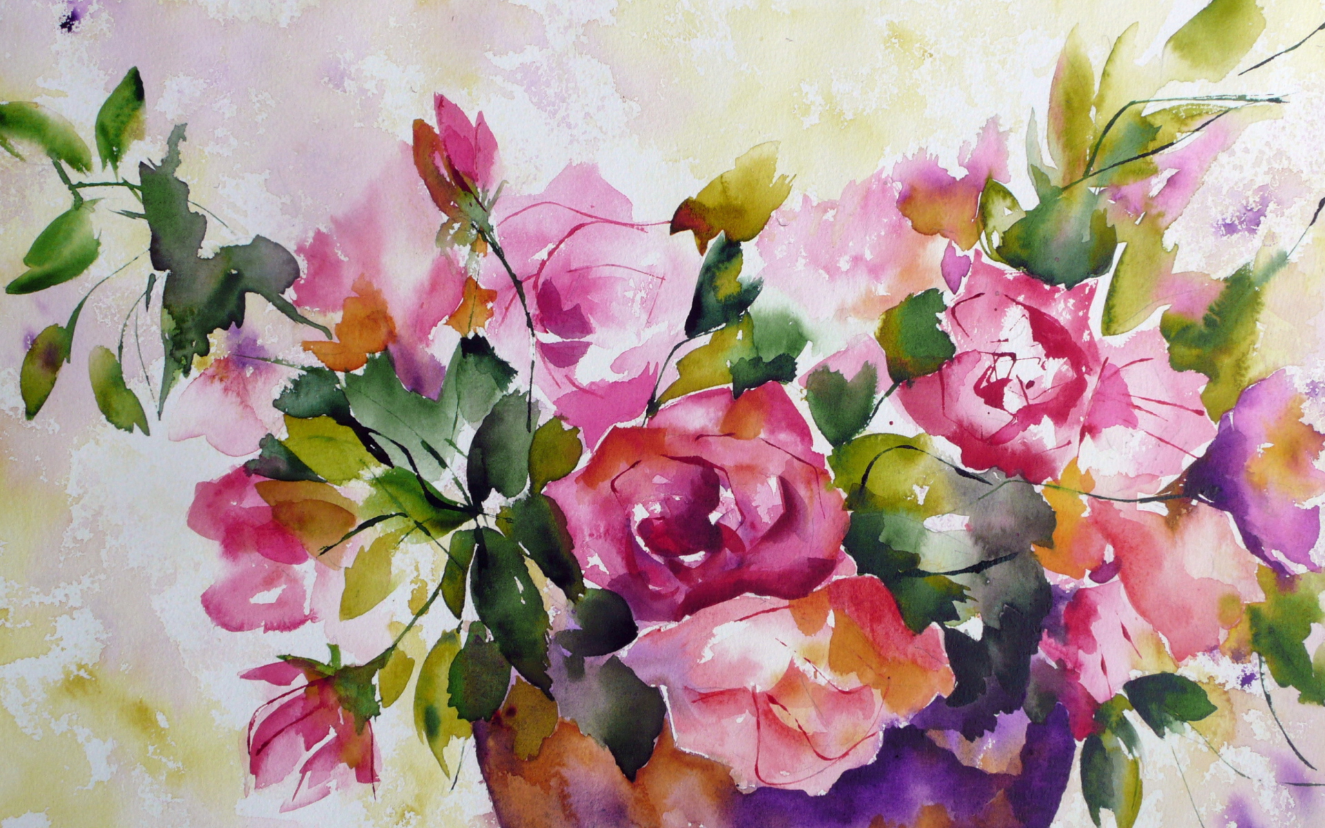 Fondo de pantalla Watercolor Flowers 1920x1200