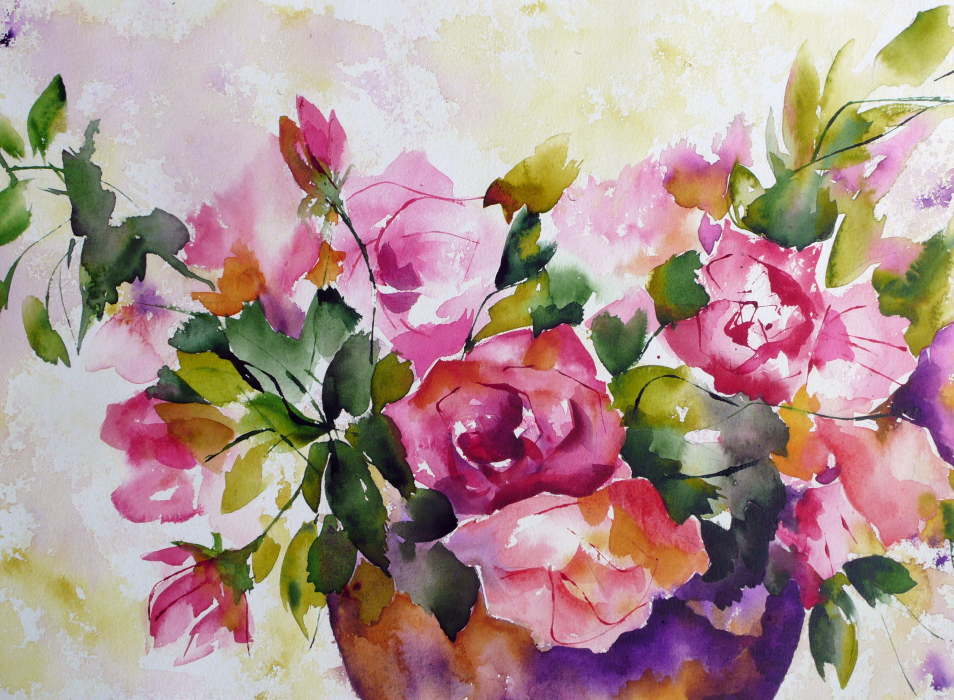 Fondo de pantalla Watercolor Flowers 1920x1408