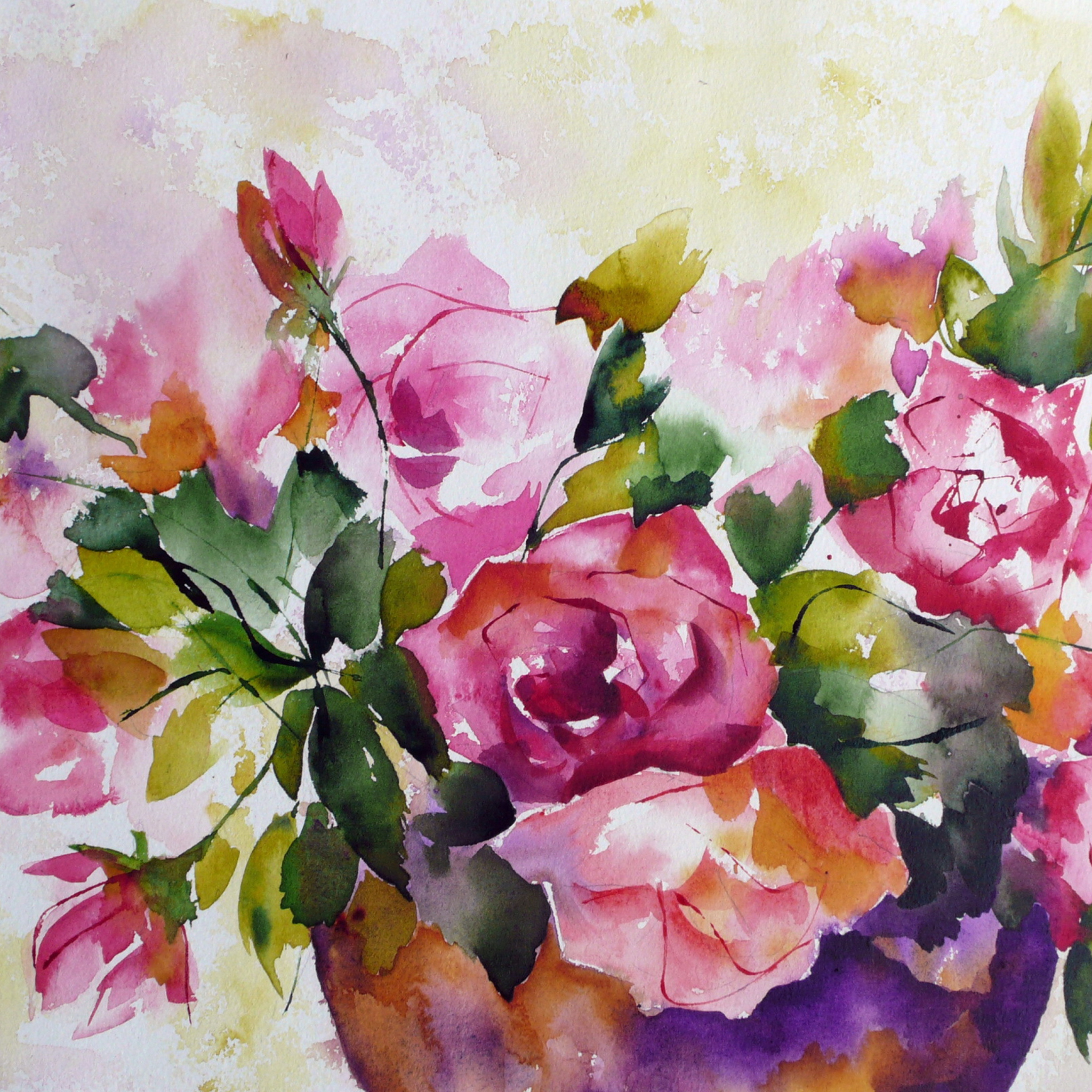 Sfondi Watercolor Flowers 2048x2048