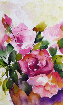 Das Watercolor Flowers Wallpaper 240x400