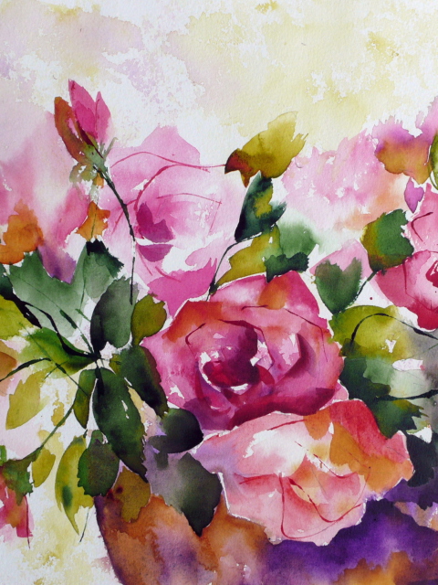 Screenshot №1 pro téma Watercolor Flowers 480x640