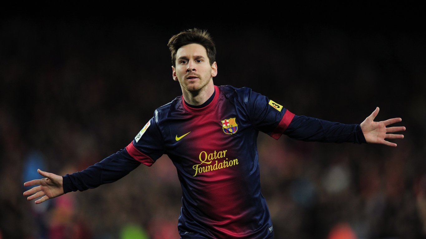 Fondo de pantalla Lionel Messi Barcelona 1366x768