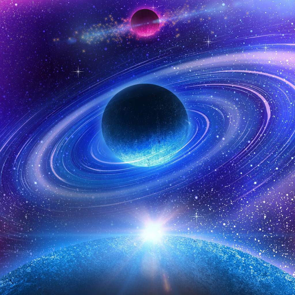 Planet with rings wallpaper 1024x1024