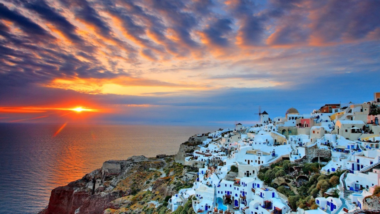 Das Thira Santorini Wallpaper 1280x720