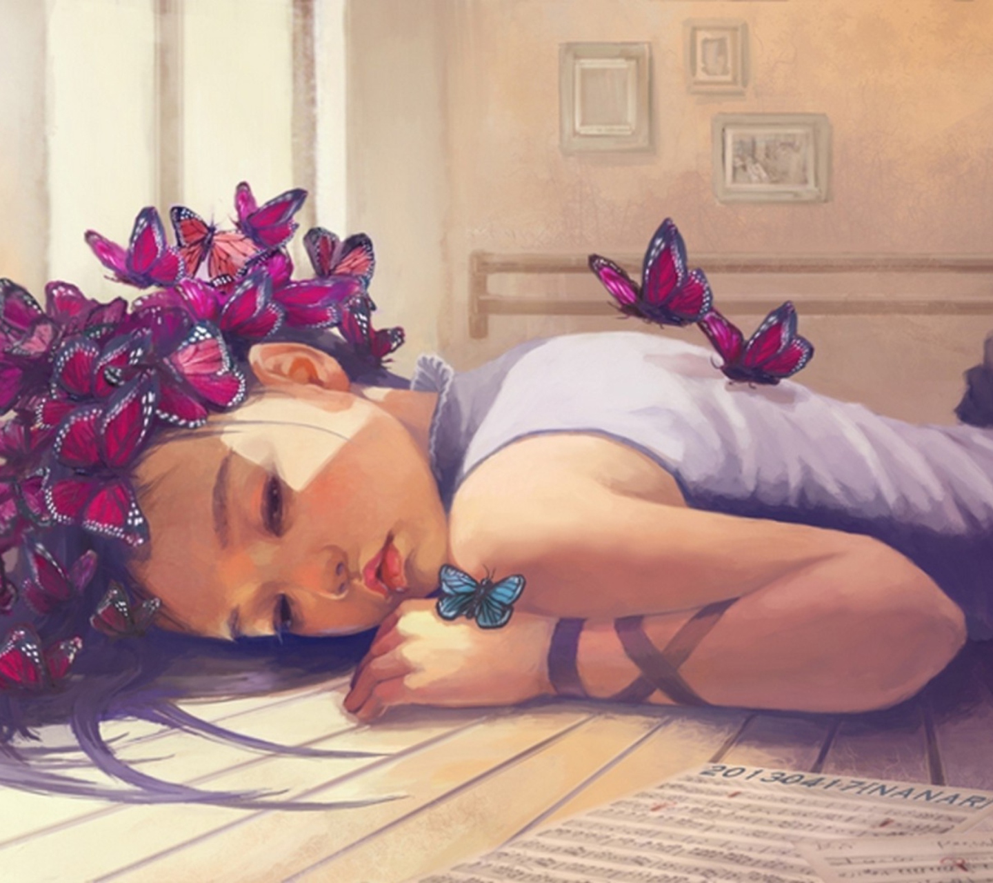 Fondo de pantalla Butterfly Girl Painting 1440x1280