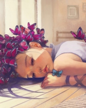 Butterfly Girl Painting wallpaper 176x220