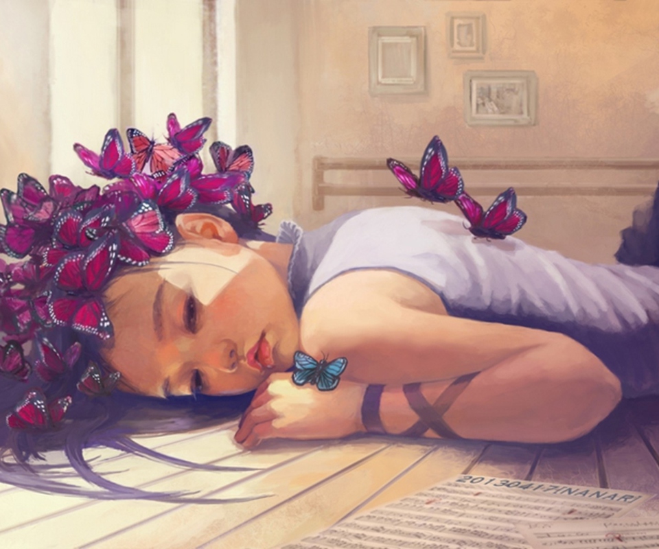 Fondo de pantalla Butterfly Girl Painting 960x800