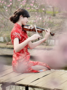 Fondo de pantalla Pretty Asian Girl Violinist 132x176