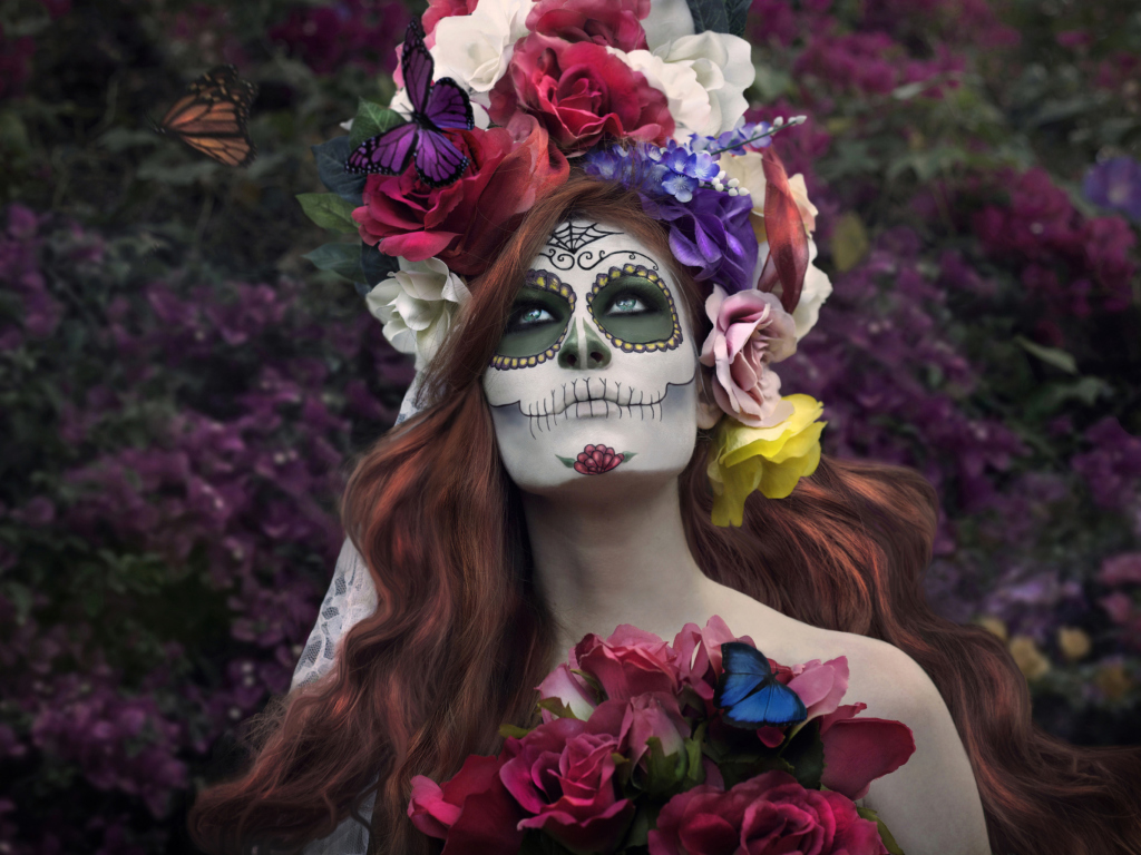 Mexican Day Of The Dead Face Art wallpaper 1024x768