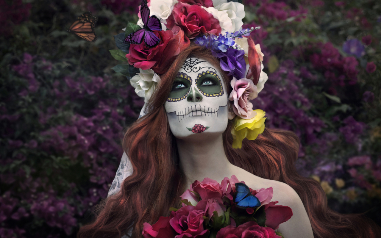 Das Mexican Day Of The Dead Face Art Wallpaper 1280x800